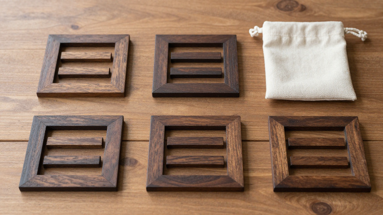 six slats divided into two groups show trigram structure in a hexagram