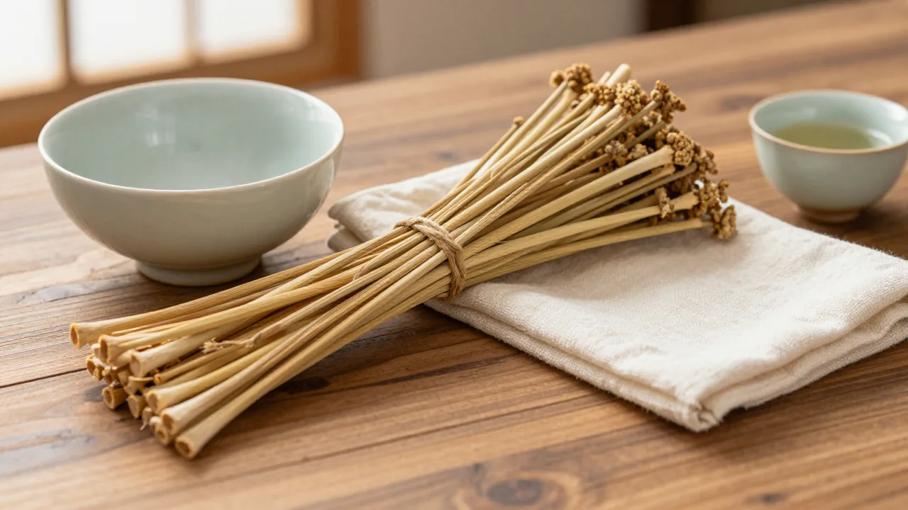 Yarrow stalk bundle with bowl and cloth
