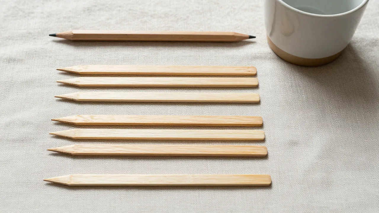 Unmarked wooden sticks arranged as a six-line I Ching record