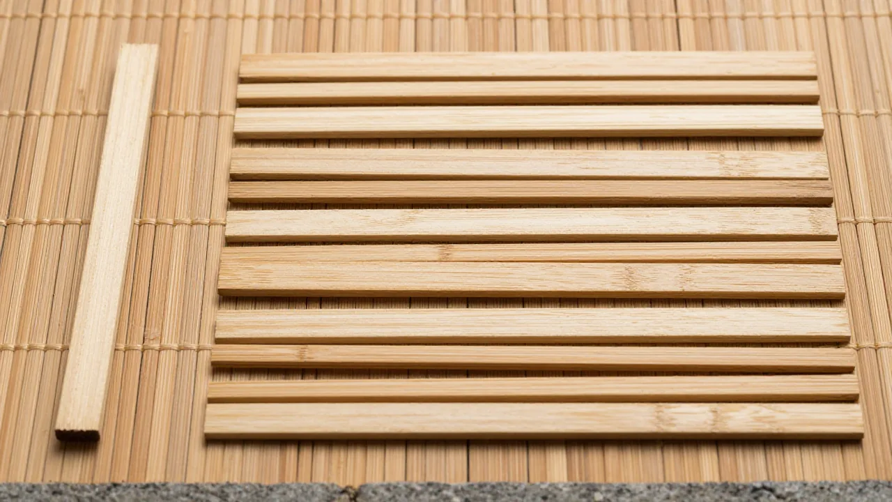 One wooden lot compared with six constructed line rows